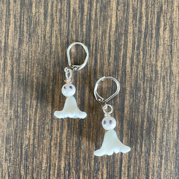 Hand Crafted Jewelry - HAND CRAFTED EARRINGS Little White Ghosts